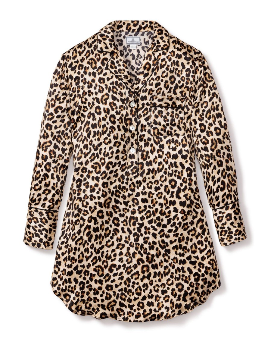 Women Petite Plume | Veronica Beard X Petite Plume Women'S Silk Nightshirt In Leopard