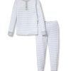 Kids Petite Plume Pajamas | Kid'S Pima Snug Fit Pajama Set In Grey Stripes