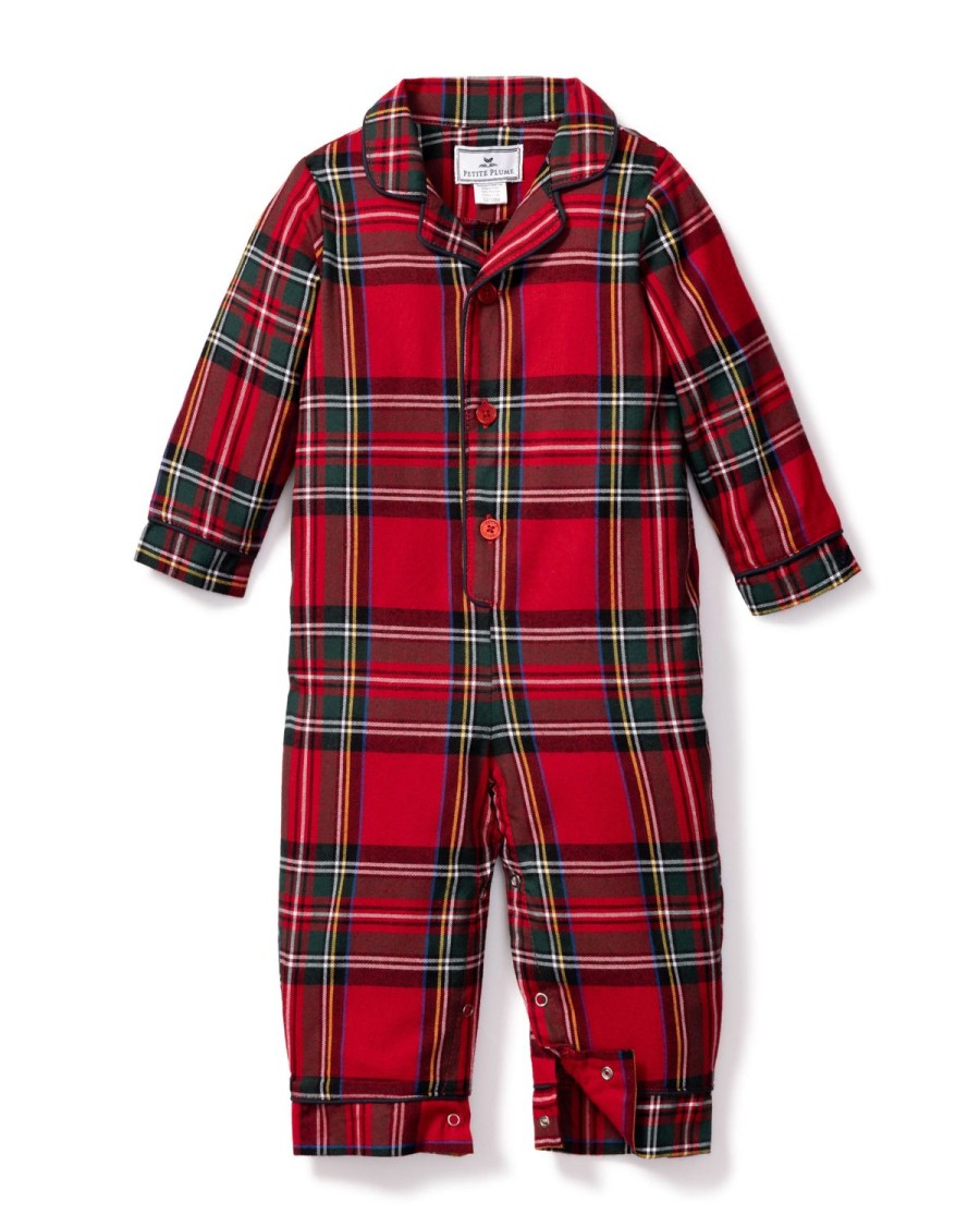 Kids Petite Plume Rompers | Baby'S Brushed Cotton Romper In Imperial Tartan