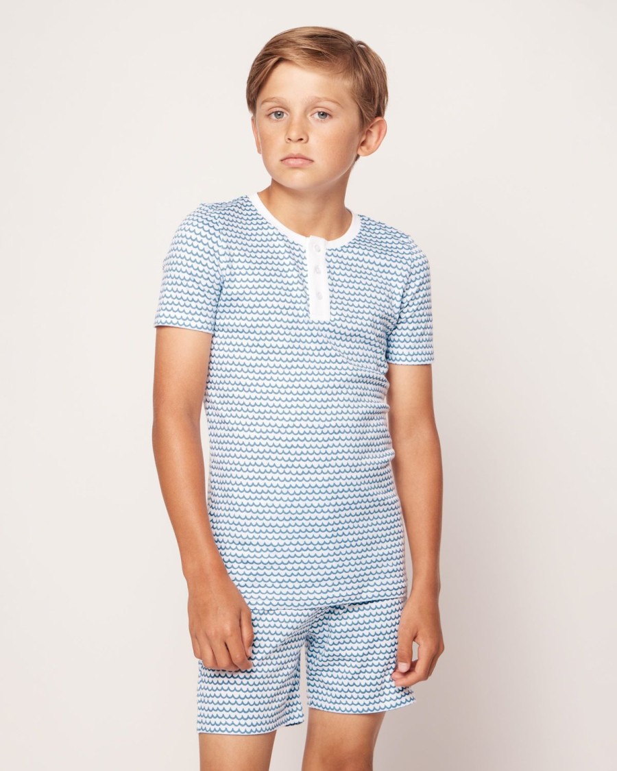 Kids Petite Plume Pajamas | Kid'S Pima Snug Fit Pajama Short Set In La Mer