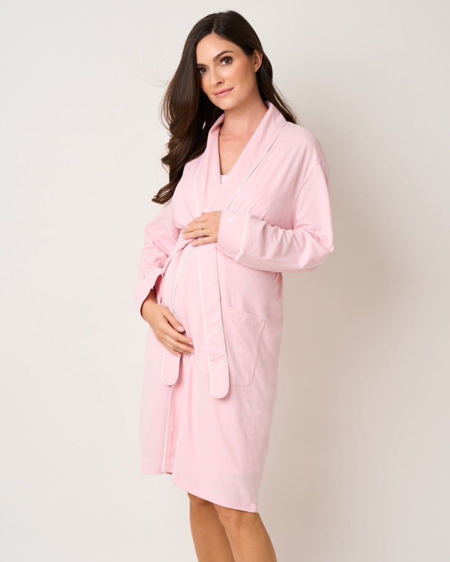 Women Petite Plume | Women'S Pima Maternity Robe In Pink