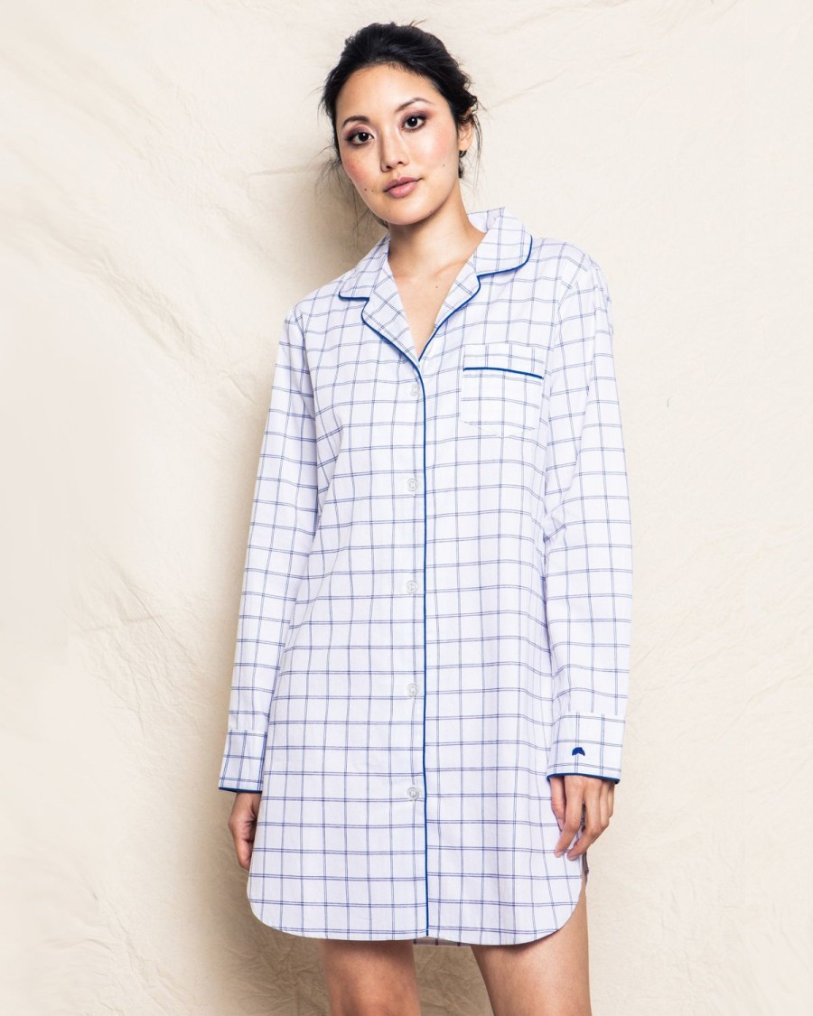 Women Petite Plume | Women'S Twill Nightshirt In Nantucket Tattersall