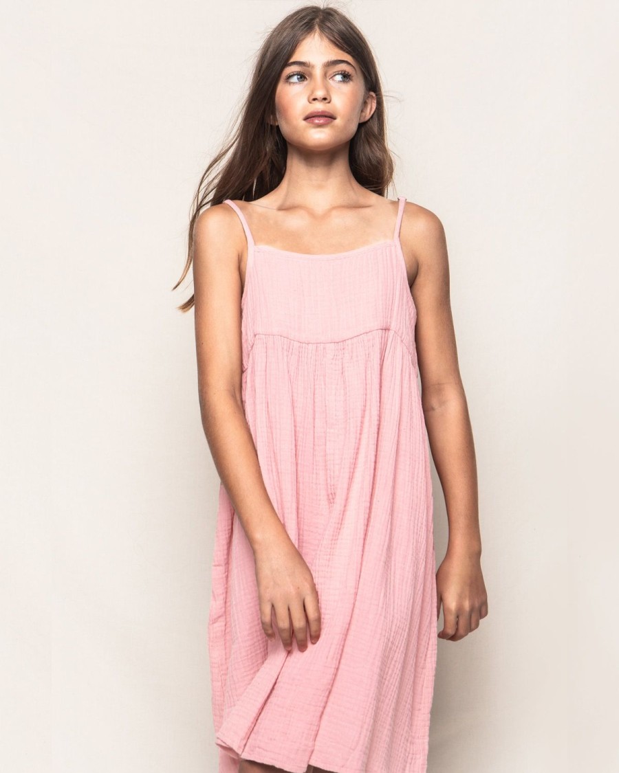 Kids Petite Plume Daywear | Girl'S Gauze Serene Sundress In Pink