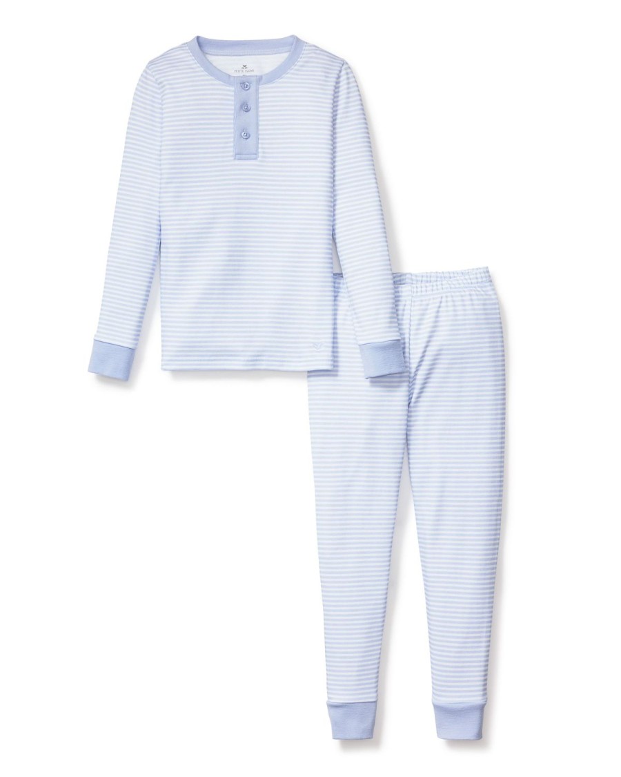 Kids Petite Plume Pajamas | Kid'S Pima Snug Fit Pajama Set In Blue Stripes