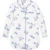 Women Petite Plume | Women'S Twill Nightshirt In Indigo Floral