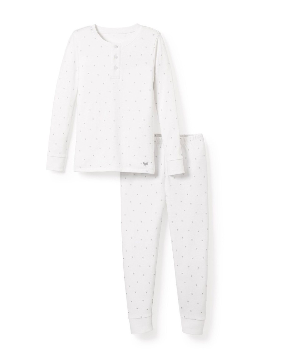 Kids Petite Plume Pajamas | Kid'S Pima Snug Fit Pajama Set In Grey Stars