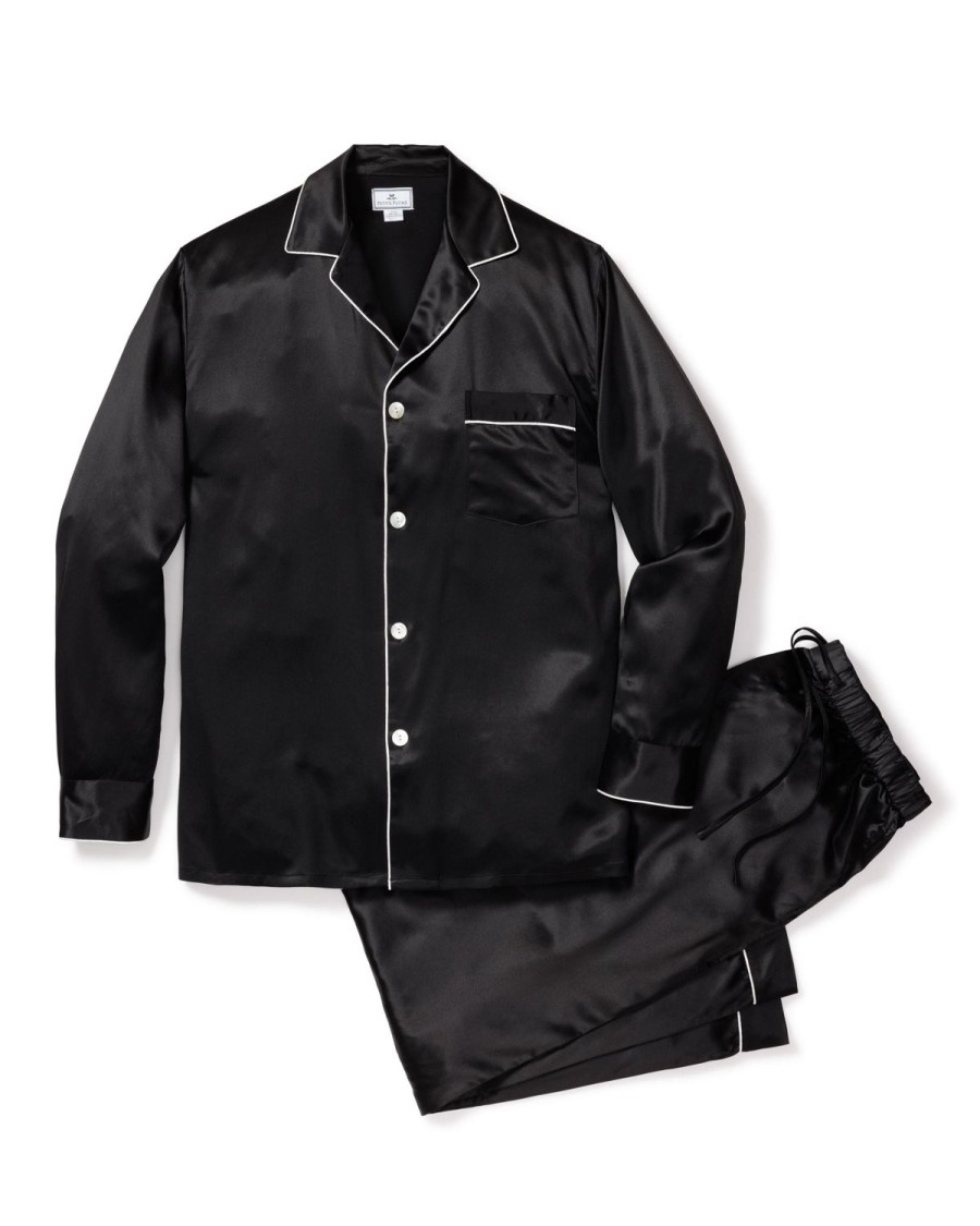 Men Petite Plume | Men'S Silk Pajama Set In Black