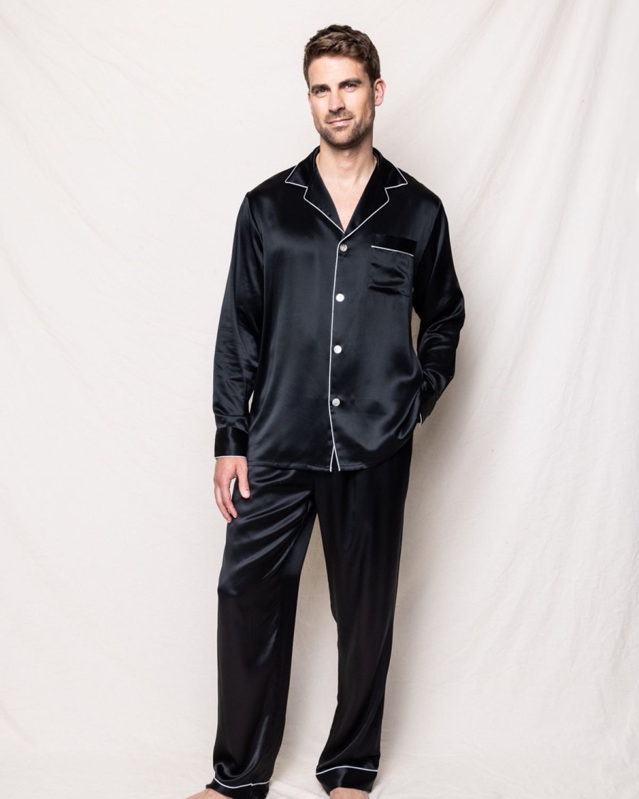 Men Petite Plume | Men'S Silk Pajama Set In Black