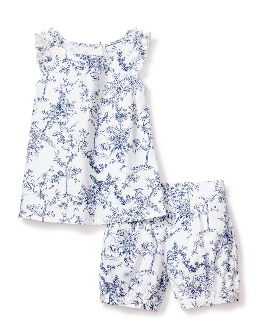 Kids Petite Plume Pajamas | Girl'S Twill Amelie Short Set In Timeless Toile