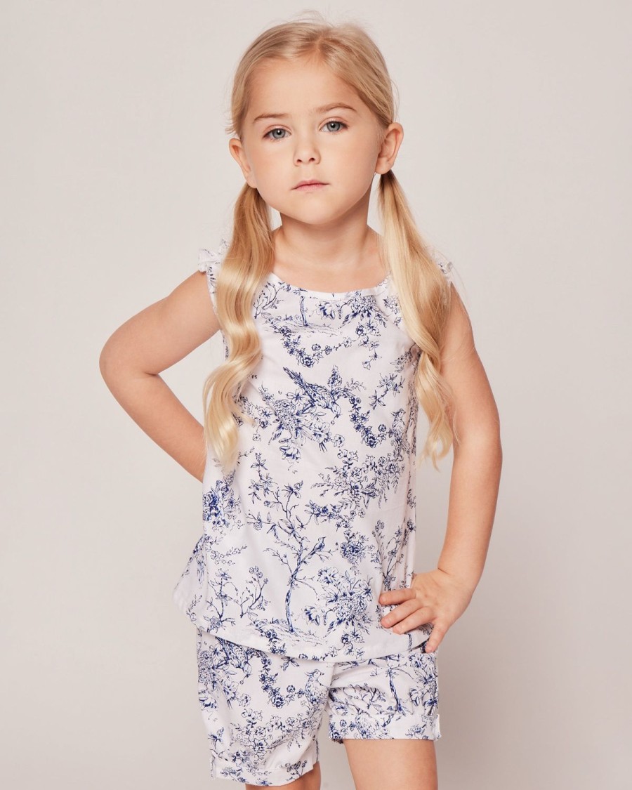 Kids Petite Plume Pajamas | Girl'S Twill Amelie Short Set In Timeless Toile