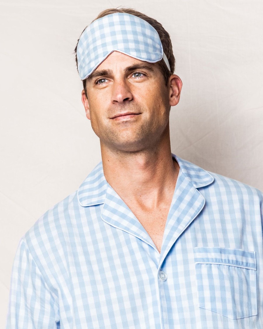 Men Petite Plume | Adult'S Twill Sleep Mask In Light Blue Gingham