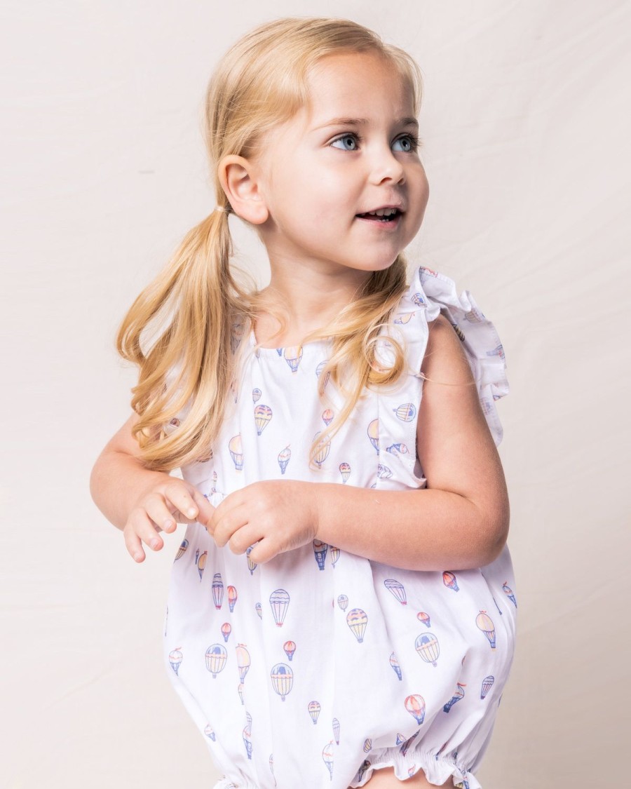 Kids Petite Plume Rompers | Baby'S Twill Ruffled Romper In Bon Voyage