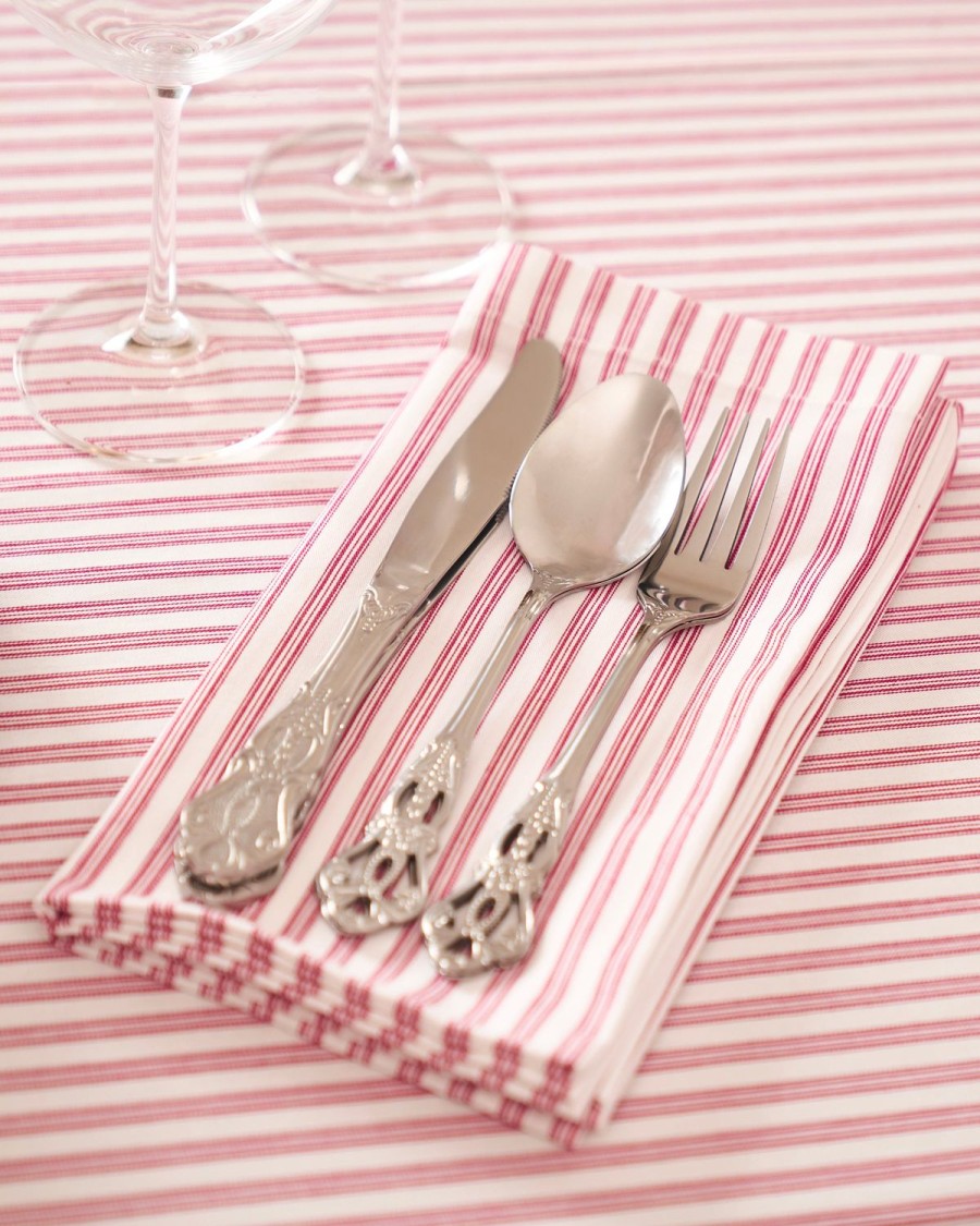 Home Petite Plume | Signature Antique Red Ticking Table Linen