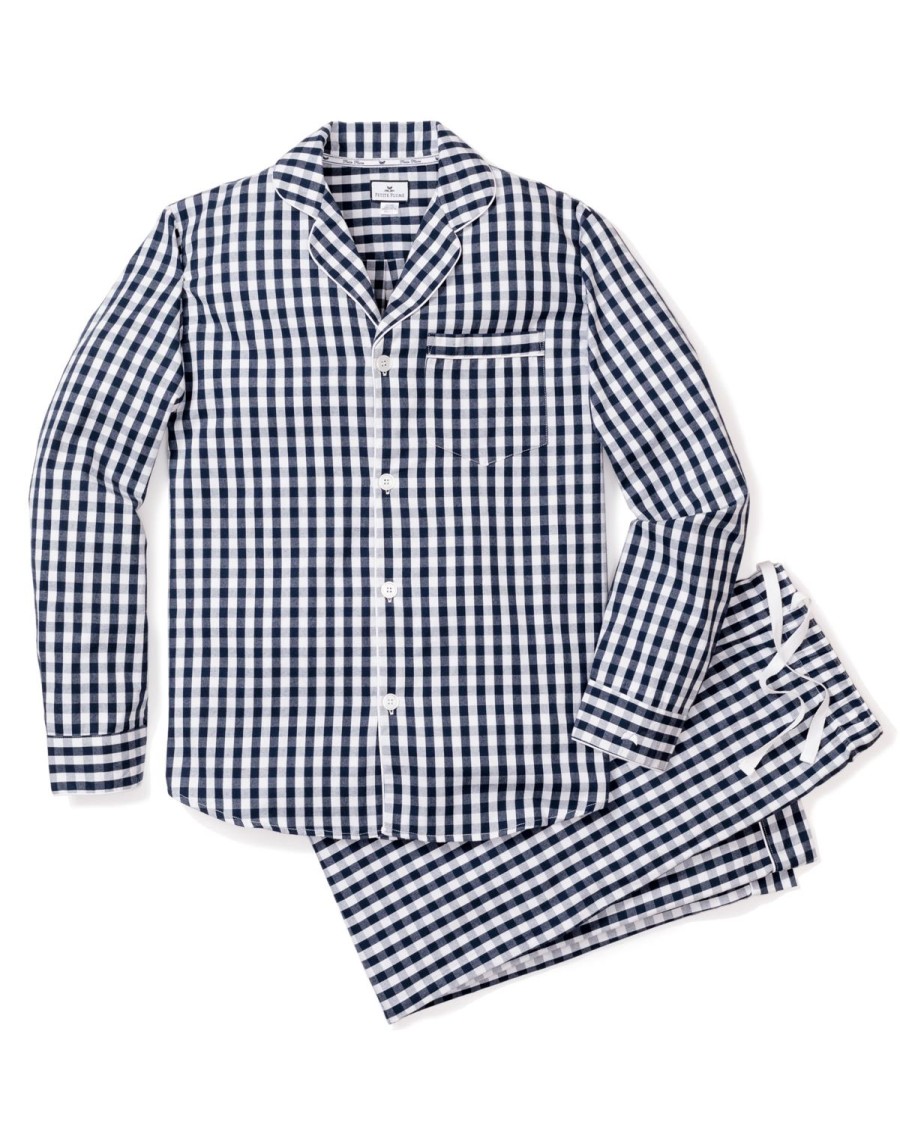 Men Petite Plume | Men'S Twill Pajama Set In Navy Gingham