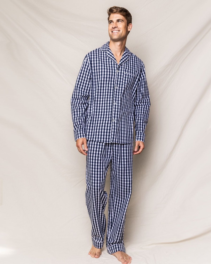 Men Petite Plume | Men'S Twill Pajama Set In Navy Gingham