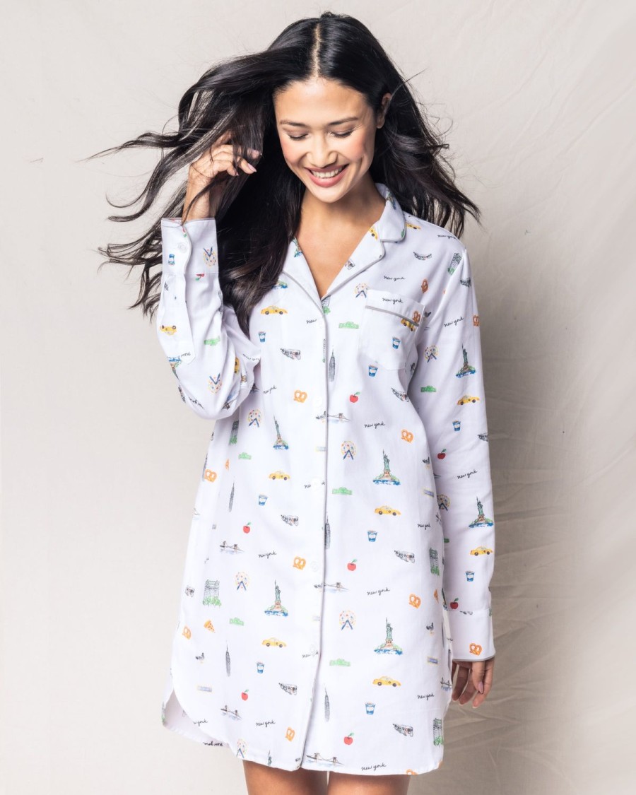 Women Petite Plume | Women'S Twill Nightshirt In New York! New York!