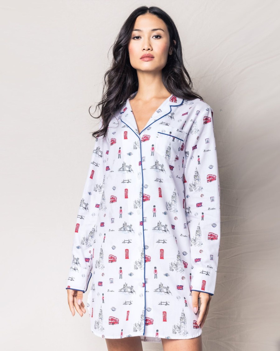 Women Petite Plume | Women'S Twill Nightshirt In London Is Calling