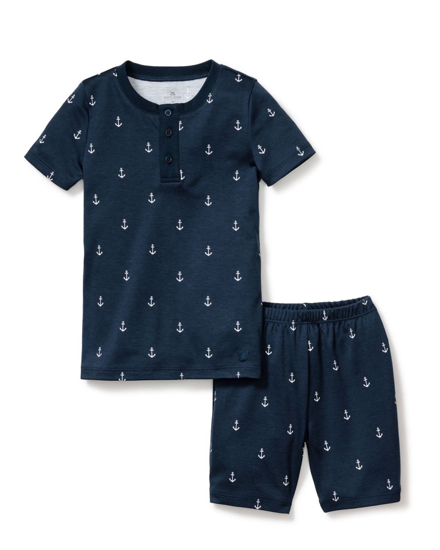 Kids Petite Plume Pajamas | Kid'S Pima Snug Fit Pajama Short Set In Portsmouth Anchors