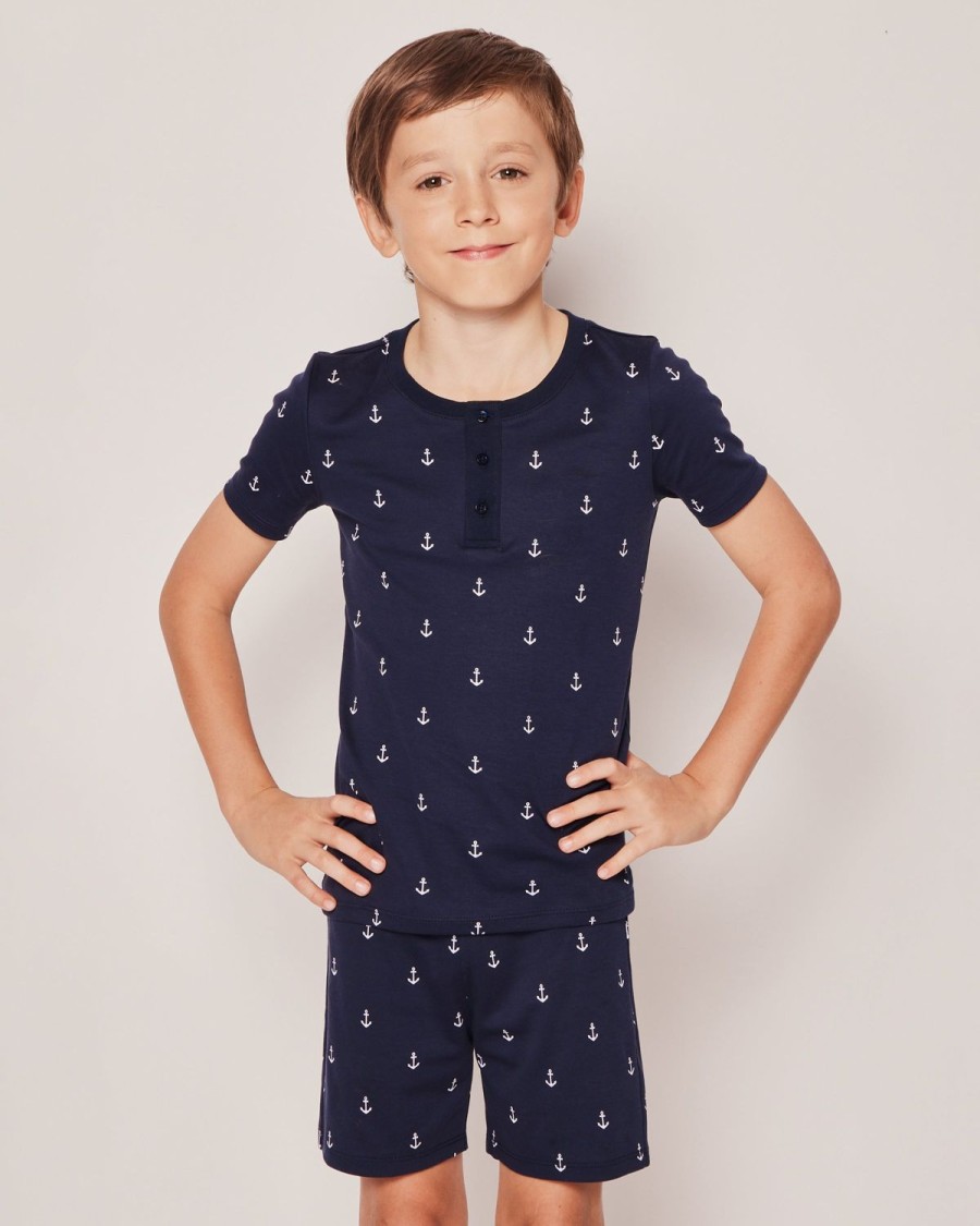 Kids Petite Plume Pajamas | Kid'S Pima Snug Fit Pajama Short Set In Portsmouth Anchors