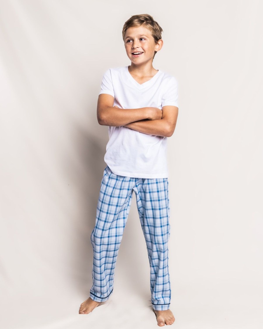 Kids Petite Plume Pajamas | Kid'S Twill Pajama Pants In Seafarer Tartan