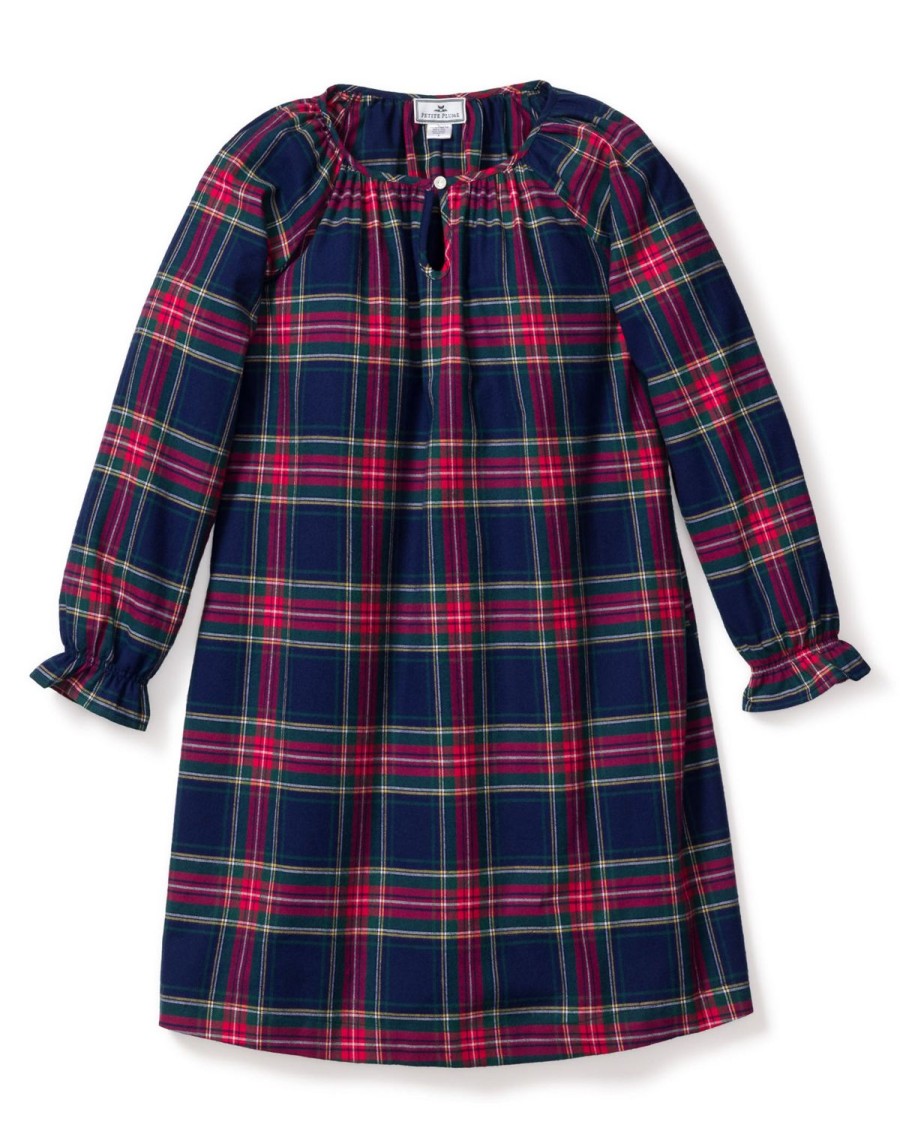 Kids Petite Plume Nightgowns | Girl'S Brushed Cotton Delphine Nightgown In Windsor Tartan