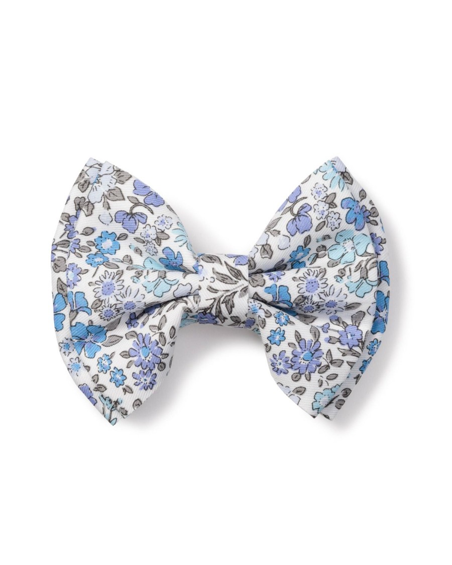 Kids Petite Plume Accessories | Girl'S Twill Hair Bows In Fleur D'Azur