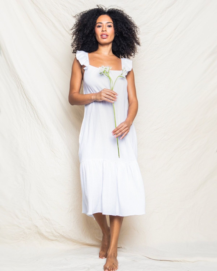 Women Petite Plume | Women'S Gauze Celeste Sundress In White