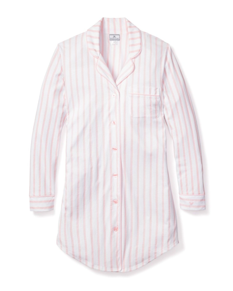 Women Petite Plume | Women'S Pima Nightshirt In Pink Stripe