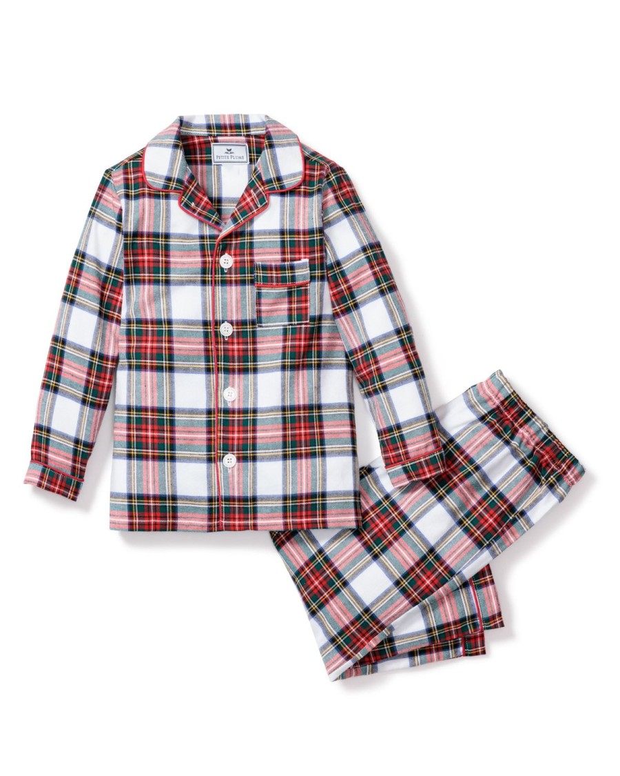 Kids Petite Plume Pajamas | Kid'S Brushed Cotton Pajama Set In Balmoral Tartan