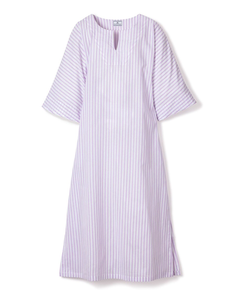 Women Petite Plume | Women'S Twill Caftan In Lavender French Ticking