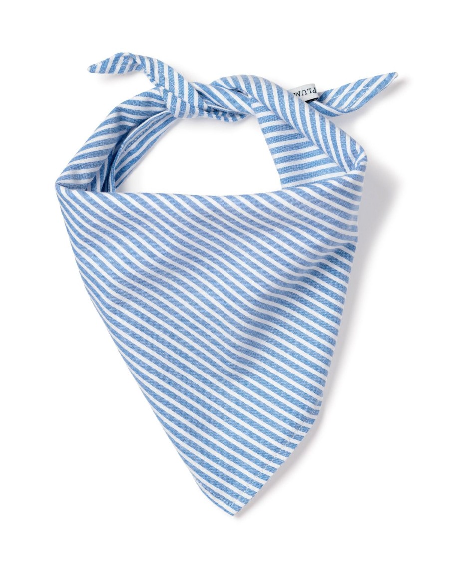 Home Petite Plume | Dog Bandana In French Blue Seersucker