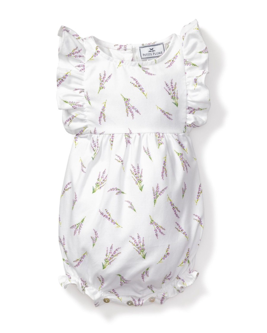 Kids Petite Plume Rompers | Baby'S Twill Ruffled Romper In Fields Of Provence