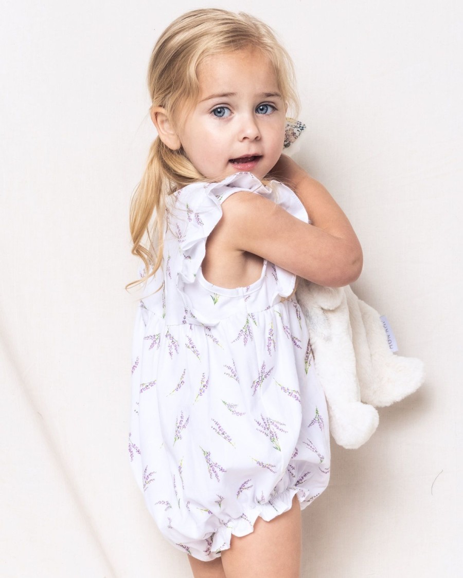 Kids Petite Plume Rompers | Baby'S Twill Ruffled Romper In Fields Of Provence