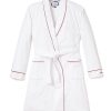 Men Petite Plume | Men'S Flannel Robe In White With Red Piping