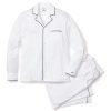 Men Petite Plume | Men'S Pima Pajama Set In White With Navy Piping