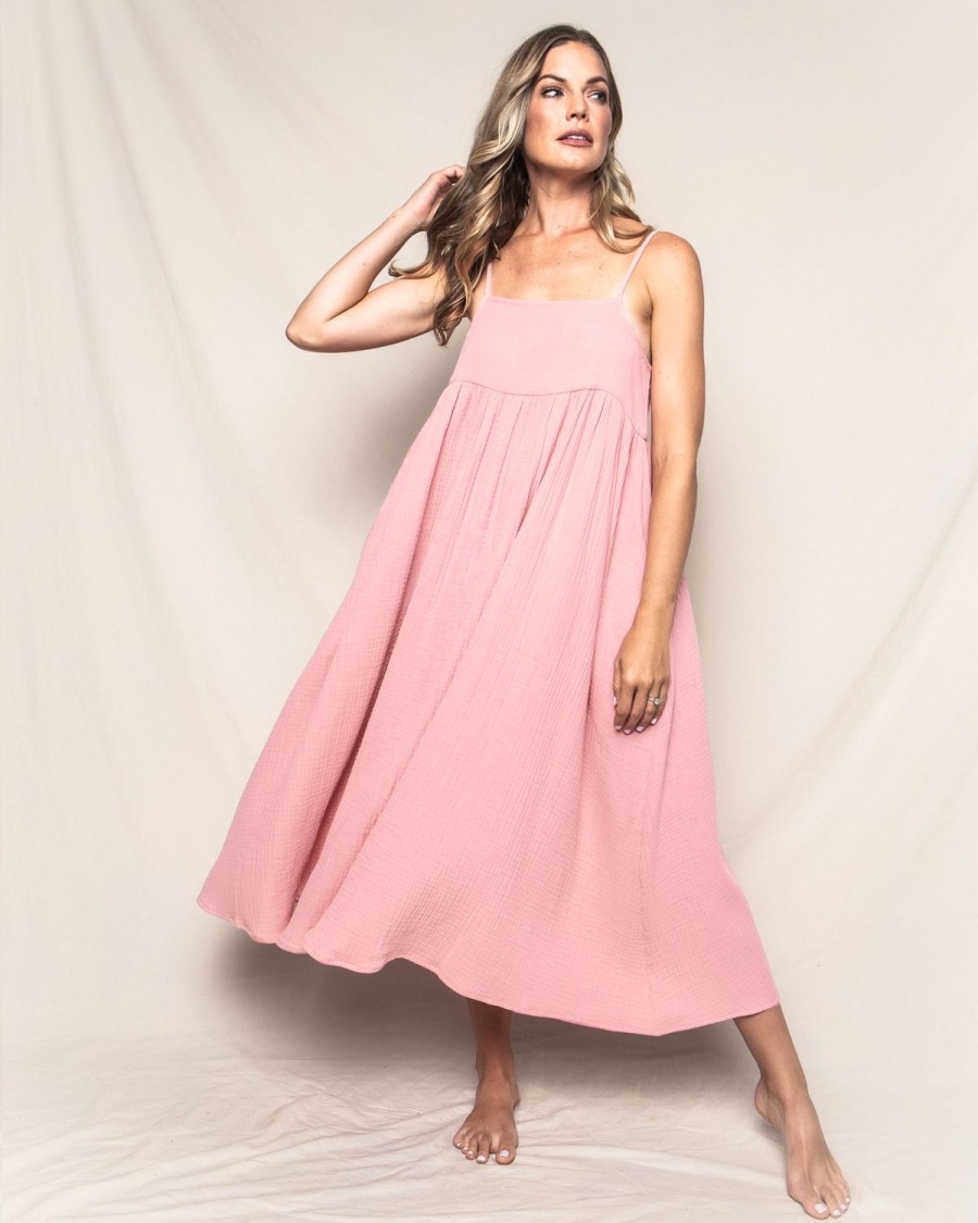 Women Petite Plume | Women'S Gauze Serene Lounge Dress In Pink