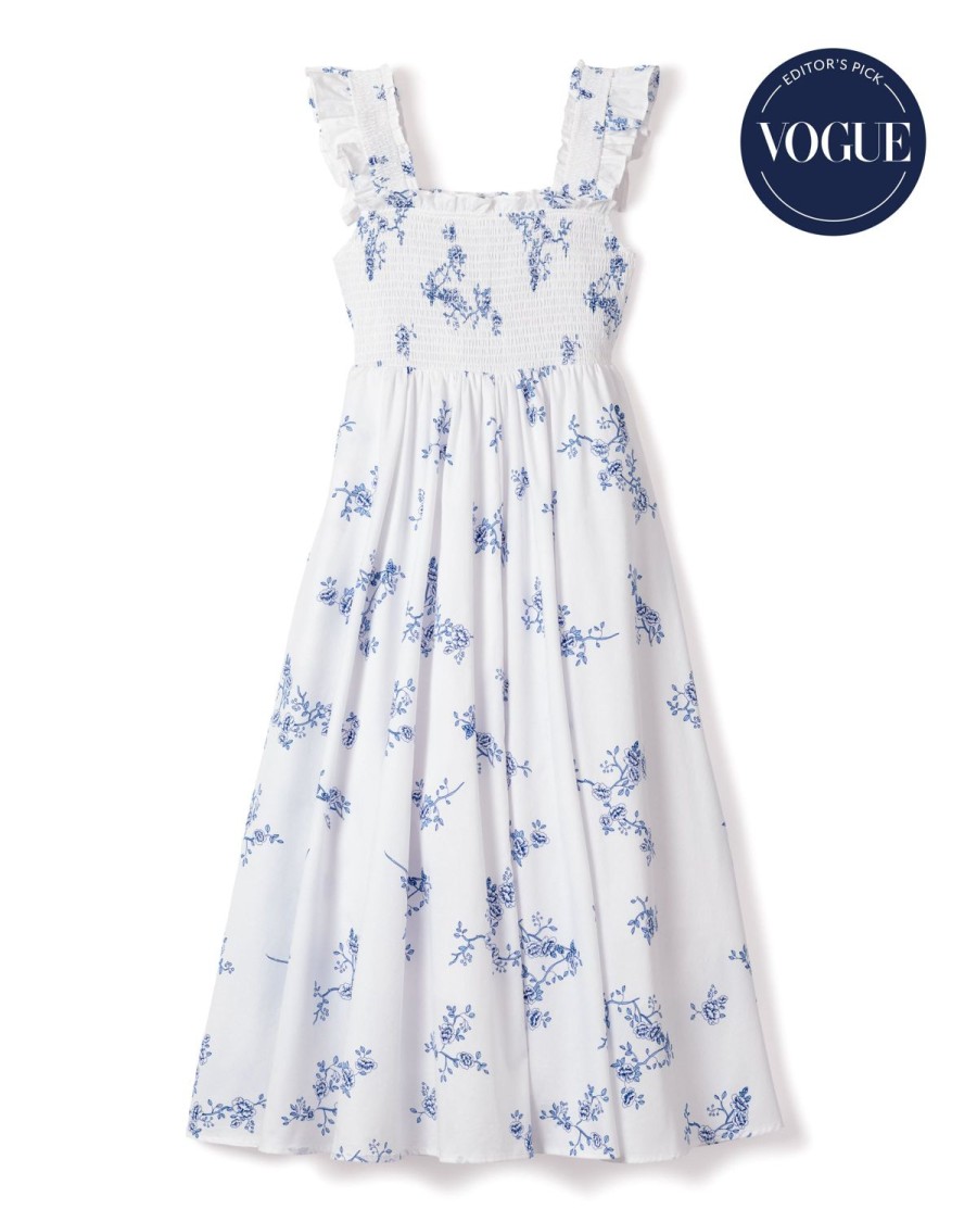 Women Petite Plume | Women'S Twill Margaux Dress In Indigo Floral