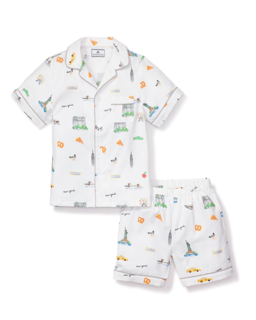 Kids Petite Plume Pajamas | Kid'S Twill Pajama Short Set In New York! New York!