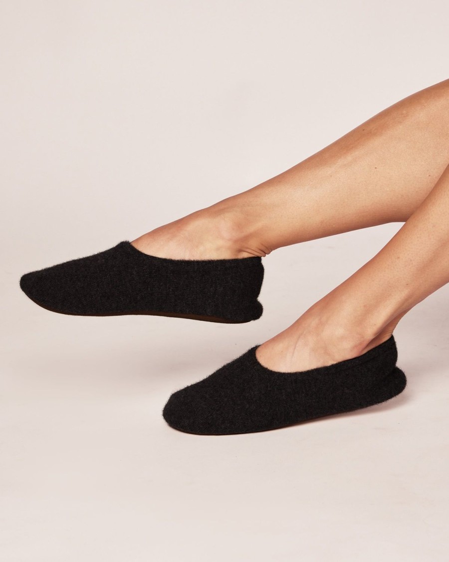 Women Petite Plume | Women'S Cashmere Slippers In Black