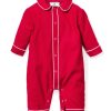 Kids Petite Plume Rompers | Baby'S Flannel Cambridge Romper In Red