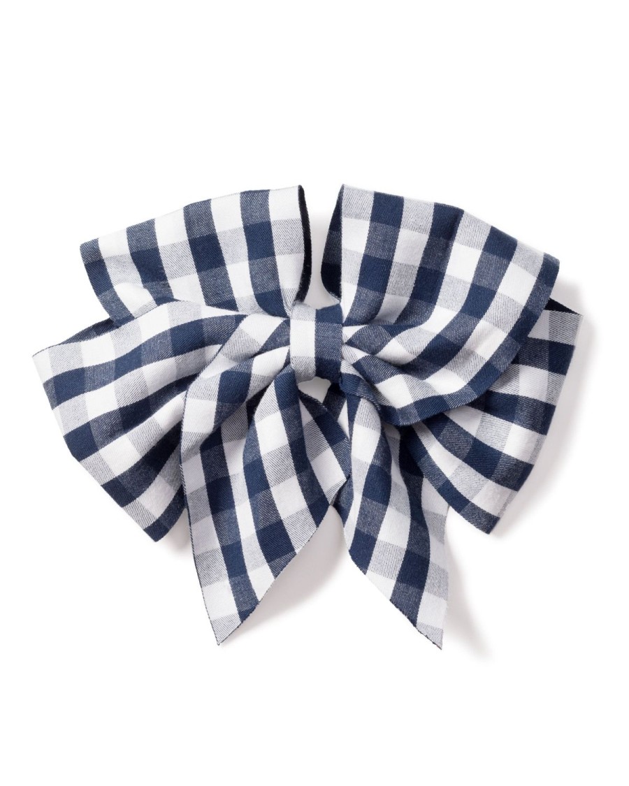 Kids Petite Plume Accessories | Girl'S Hair Bows In Navy Gingham