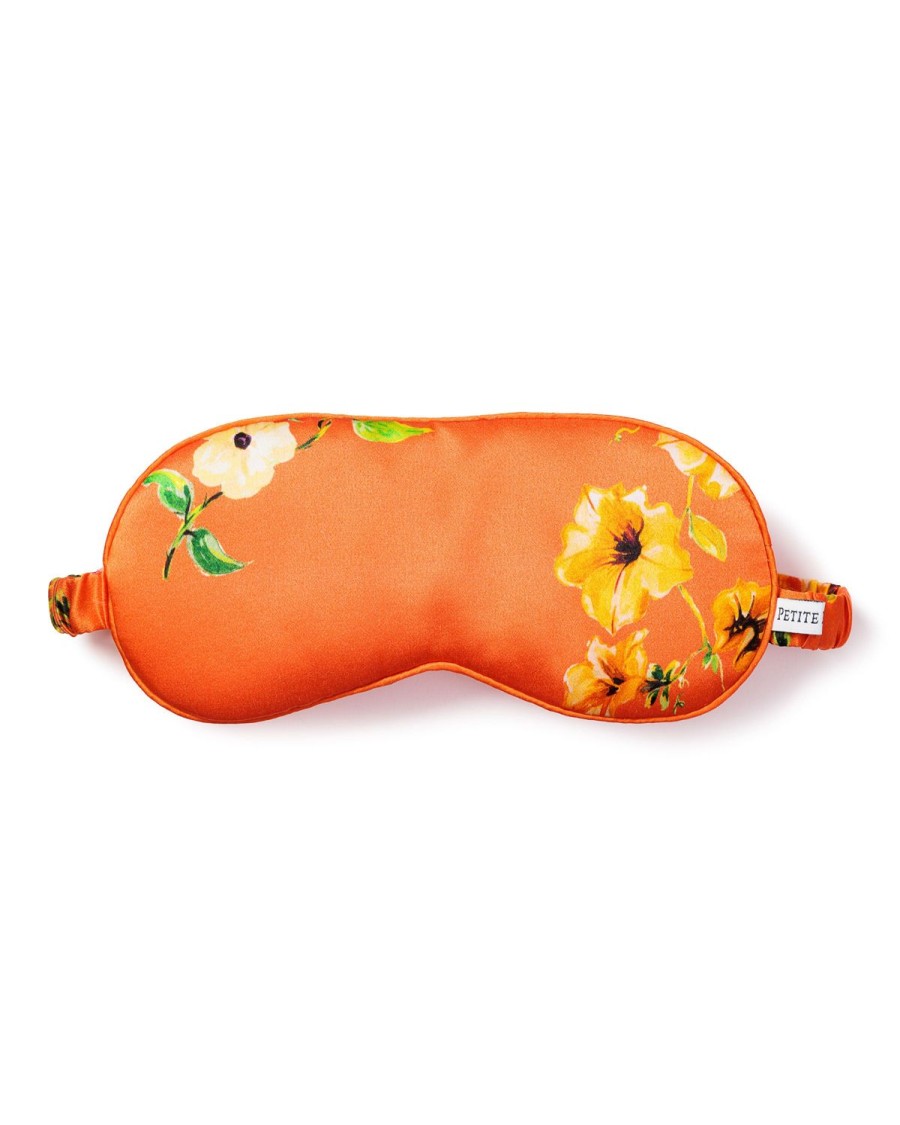 Women Petite Plume | Women'S Silk Sleep Mask In Tangerine Brilliant Botanical