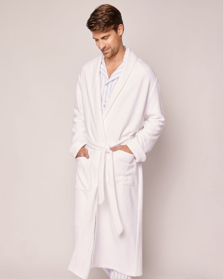 Men Petite Plume | Men'S Jacquard Long Robe In White