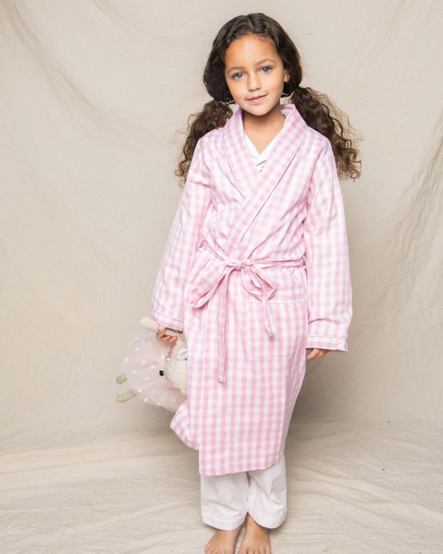 Kids Petite Plume Robes | Kid'S Twill Robe In Pink Gingham