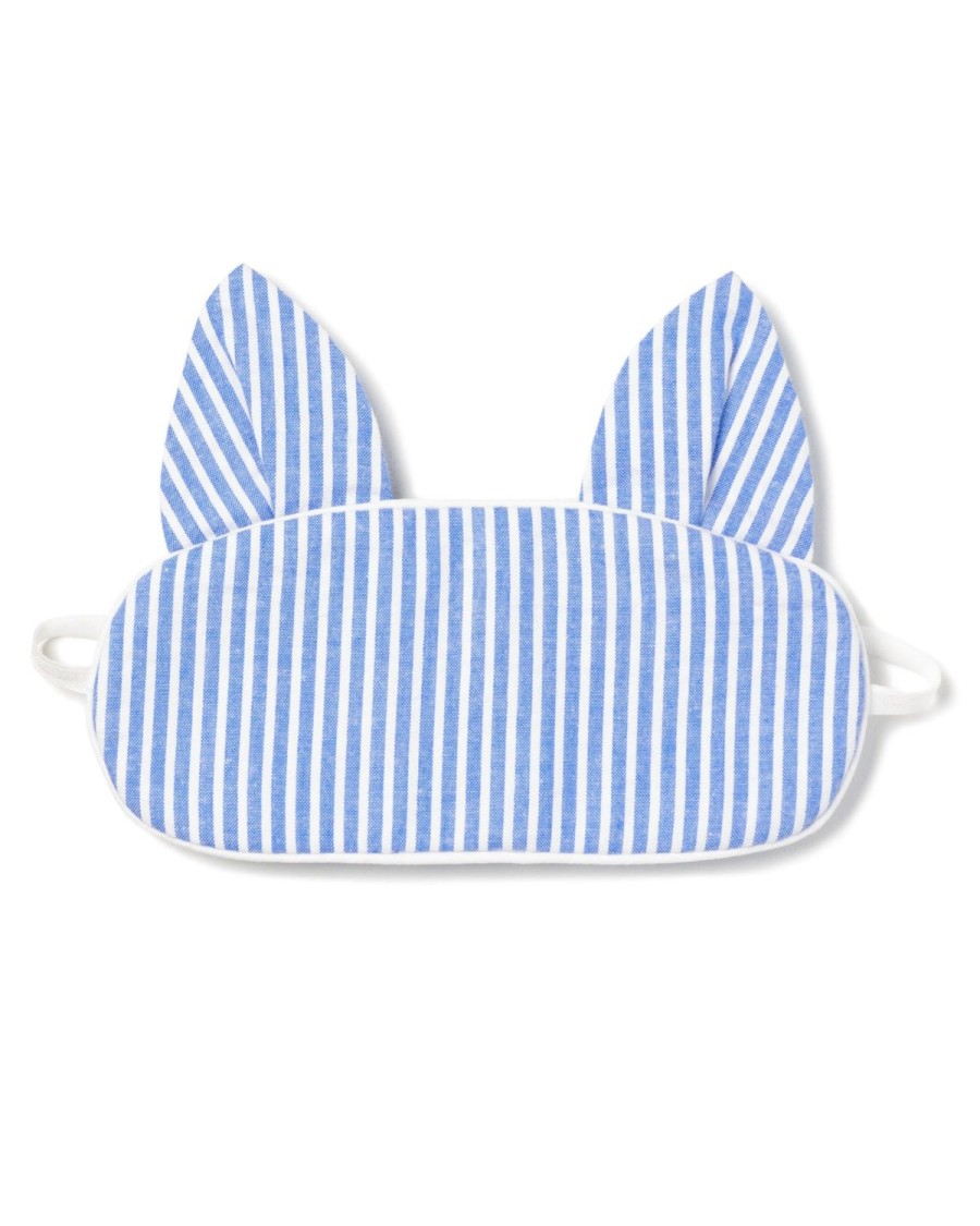 Kids Petite Plume Slippers & Accessories | Kid'S Kitty Sleep Mask In French Blue Seersucker