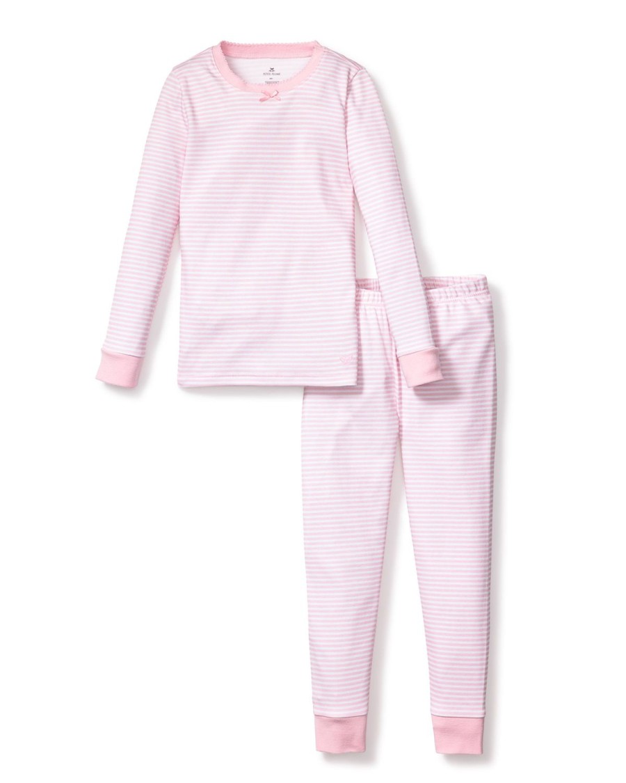 Kids Petite Plume Pajamas | Kid'S Pima Snug Fit Pajama Set In Pink Stripes