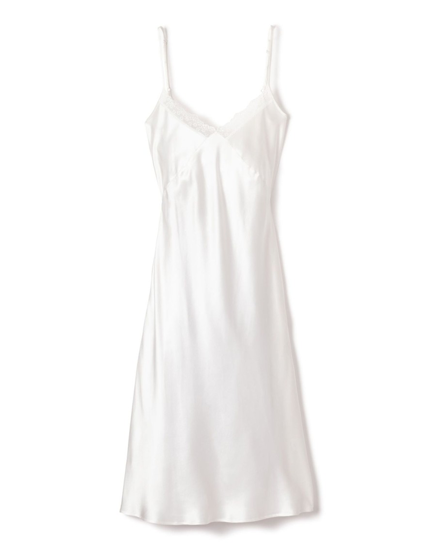 Women Petite Plume | Women'S Silk Lace Cosette Nightgown In White