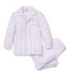 Kids Petite Plume Pajamas | Kid'S Twill Pajama Set In Lavender French Ticking