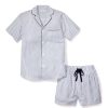 Men Petite Plume | Men'S Twill Pajama Short Set In Navy French Ticking