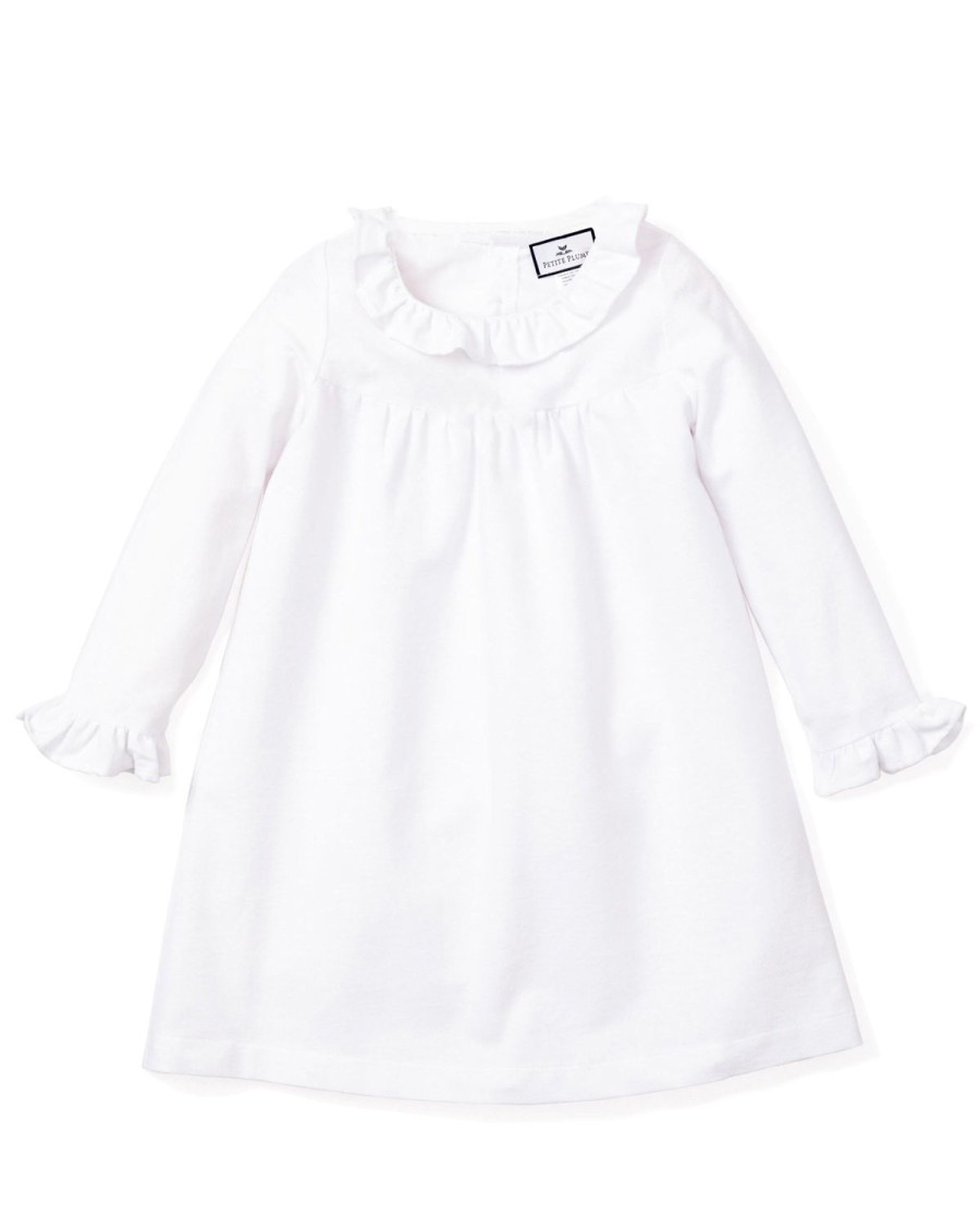 Kids Petite Plume Nightgowns | Children'S White Scarlett Elegant Flannel Nightgown